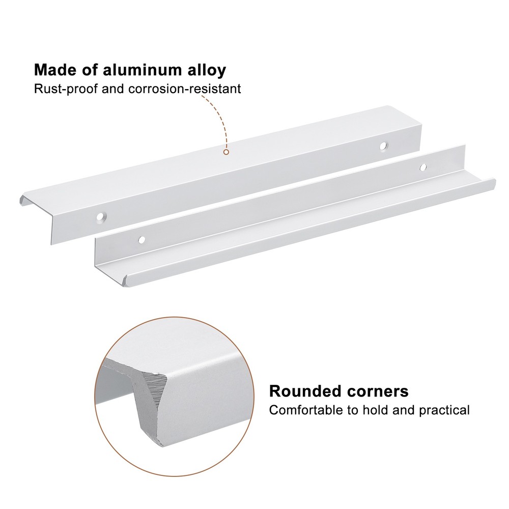 Cabinet Edge Finger Pull, 10pcs 250mm/9.84 Hidden Cabinet Pulls, Silver