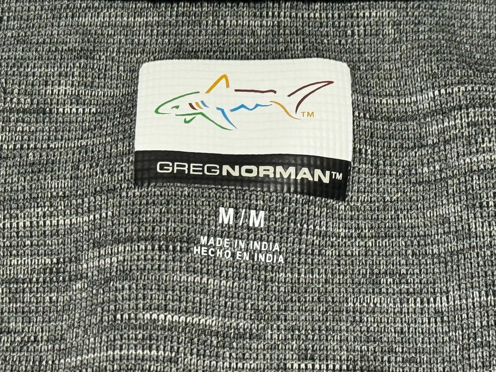 GREG NORMAN Quarter Zip Pullover Mens Medium Gray Performance Golf Shirt VG