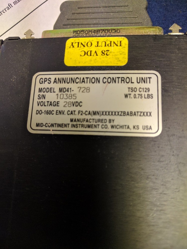 GPS Annunciation Control Unit MD41-728 (Yellow Tagged)