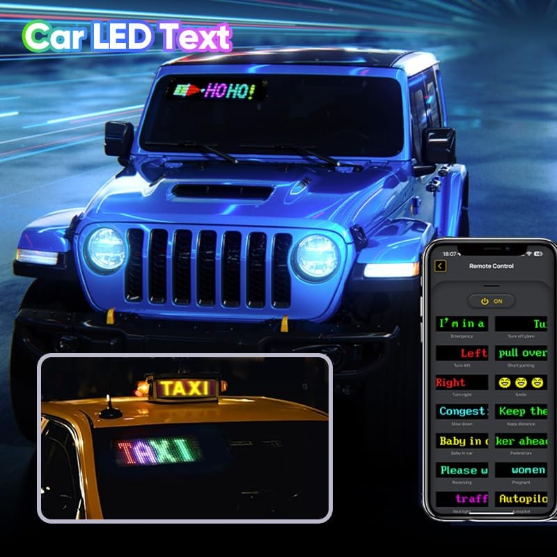 LED Sign for Car – Flexible Devil Eyes Light for Windshield, LED Digital Panel