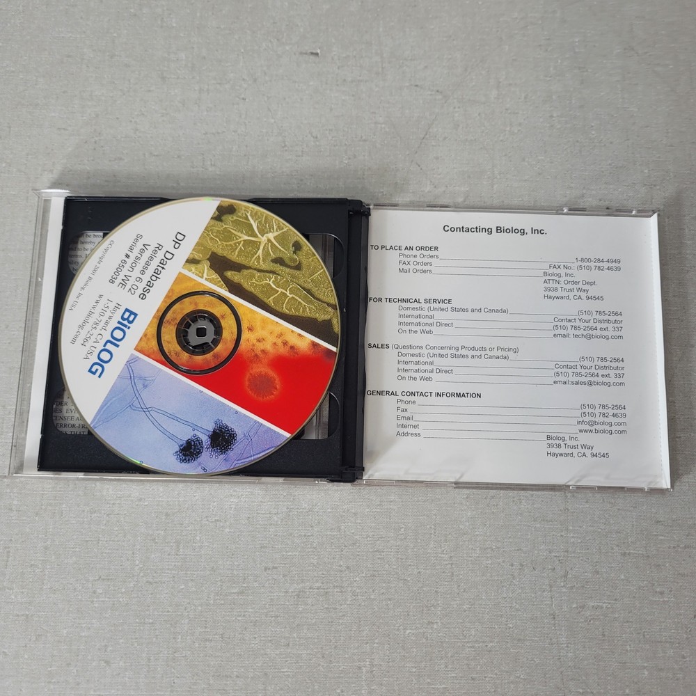 Biolog 650038 DP Database 6.p2 WE Program CD w/ Authorization Floppy Disk