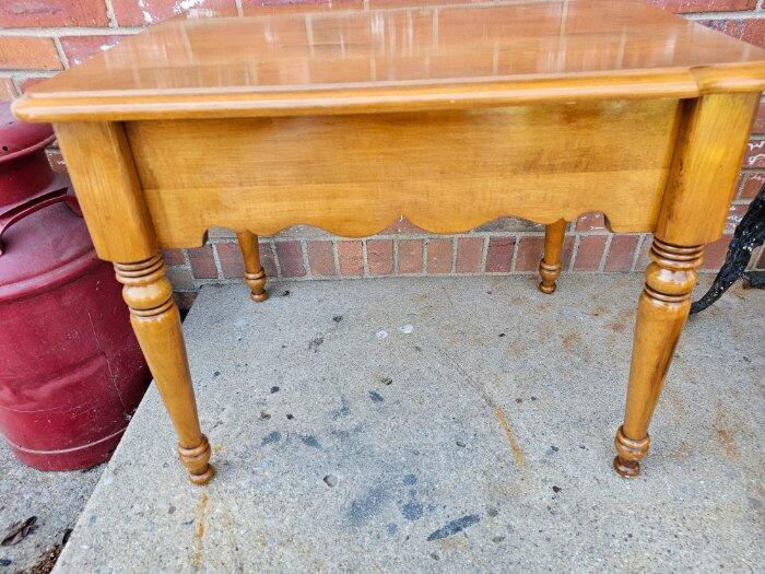 Vintage Solid Maple End Table 1 Drawer Night Stand Plant Fern Table