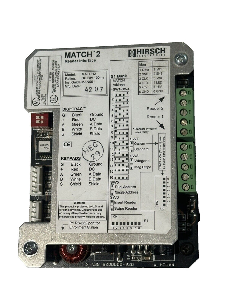 HIRSCH ELECTRONICS Match 2 Reader Interface