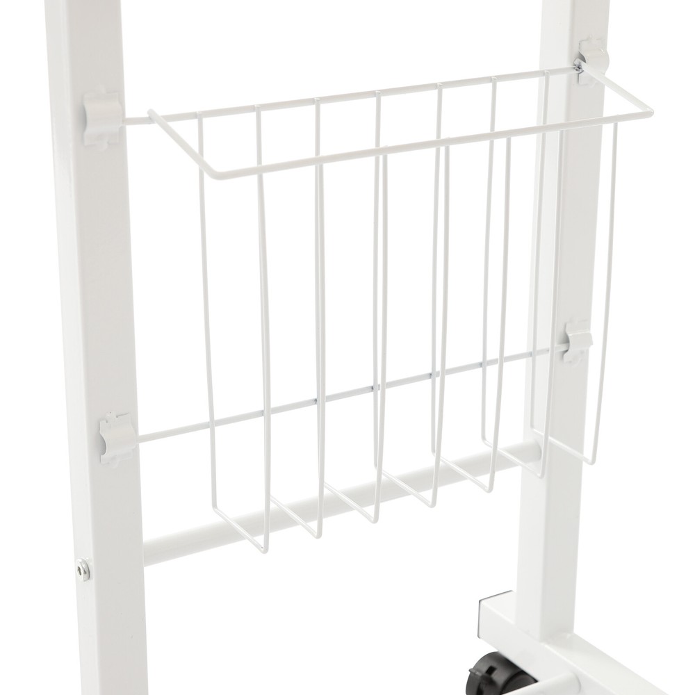 Adjustable Bed Side Table With Wheels, 2 Tier C Shaped Mobile Standalone Table