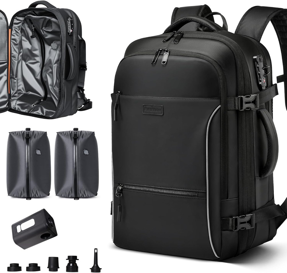 Vacuum Backpack Travel, 70L Expandable Carry on Backpack with Compression System