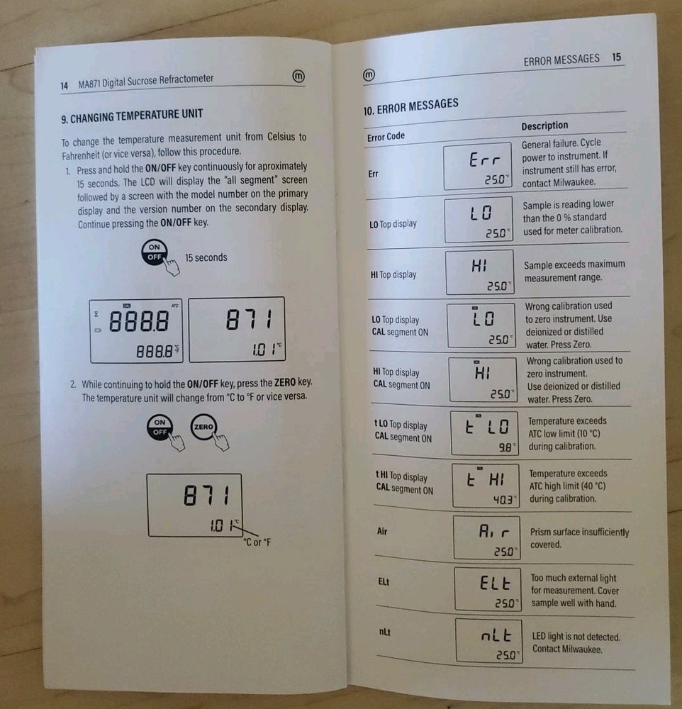 Milwaukee Digital Brix MA871 Refractometer
