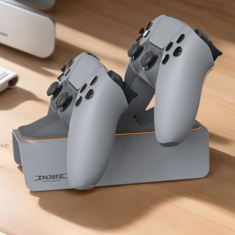 30th Anniversary Grey PS5 Dual Controller Fast Charging Dock Lighting Stand USA