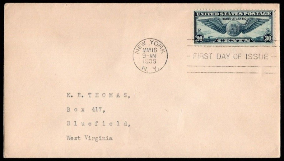 Winged Globe  FDC (dull blue) - SC# C24