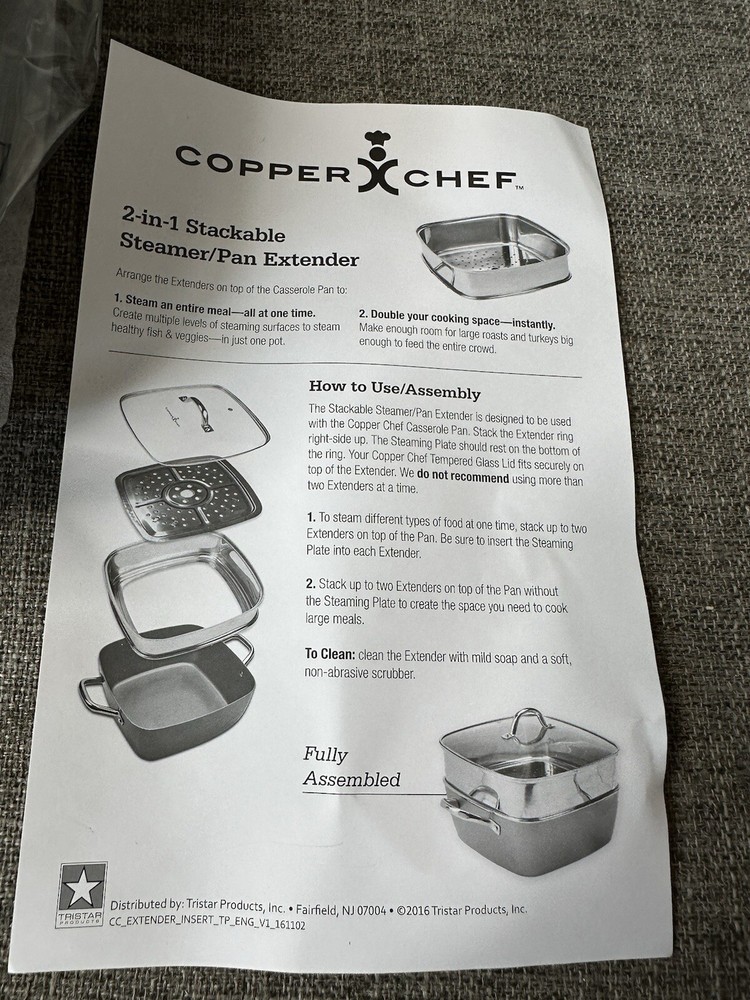 Copper Chef 2-in-1 Stackable Steamer Pan Extender for the Casserole Pan