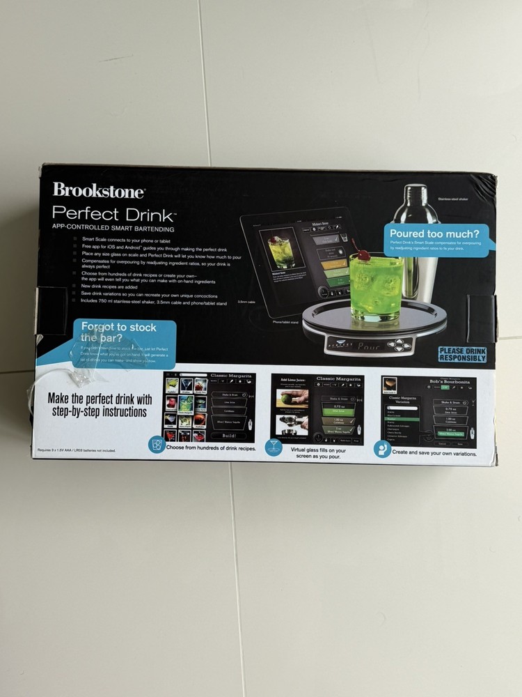 Brookstone Perfect Drink App-Controlled Smart Bartending Cocktail 9" Scale +more