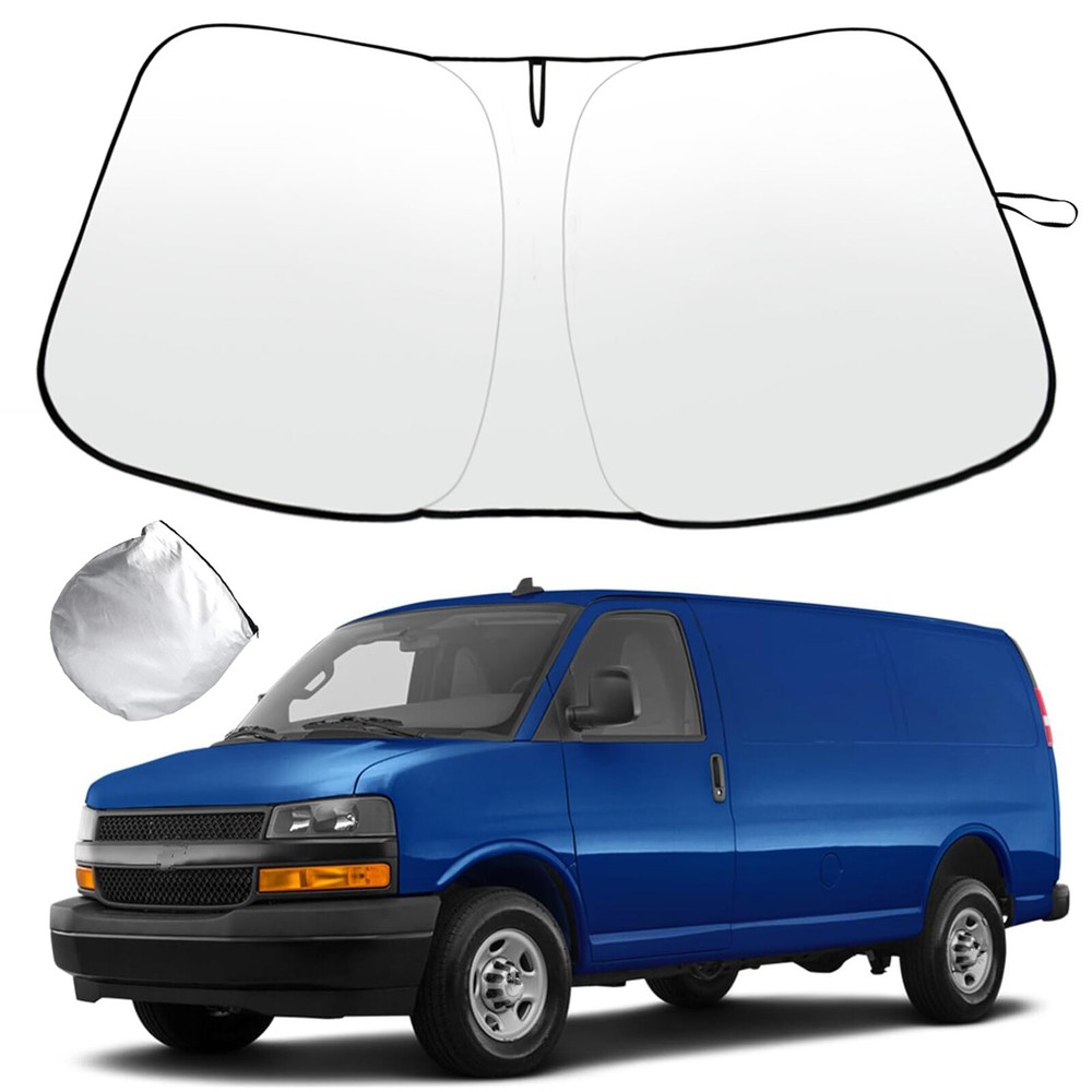 For 1996-2025 Chevy Express Front Windshield Sun Shade Foldable UV Block Cover