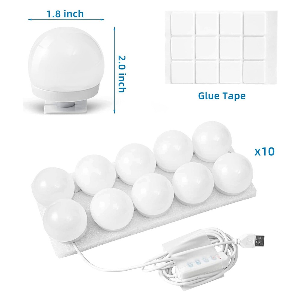 Hollywood Led Vanity Lights Strip Kit, with 10 Dimmable Light Bulbs