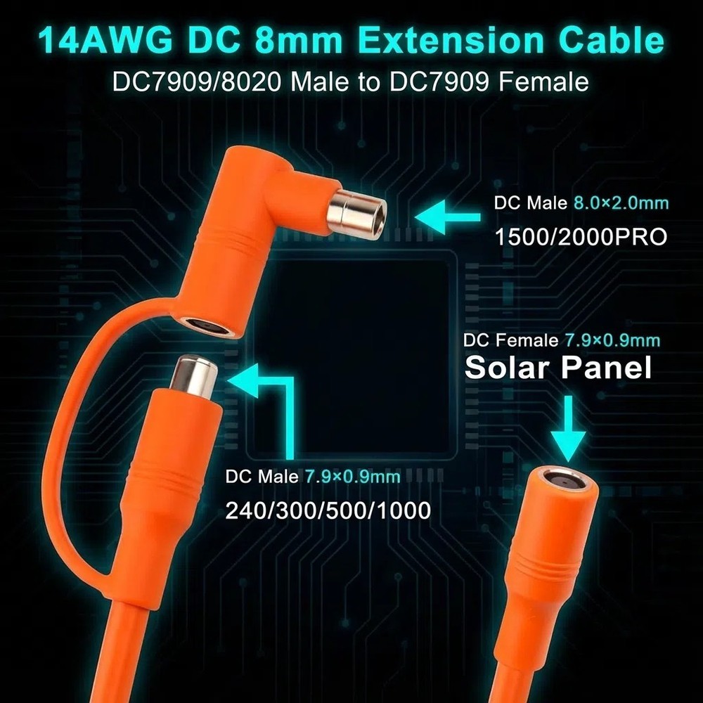 3M 8mm Extension Cable 14AWG For Solar Generators,DC7909 Solar Panel Cable Cord