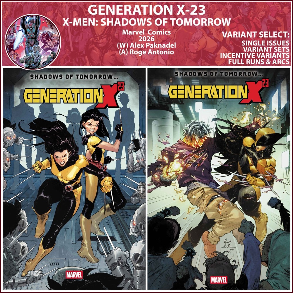 Generation X-23 (2026) #1 2 Marvel Comics COVER SELECT