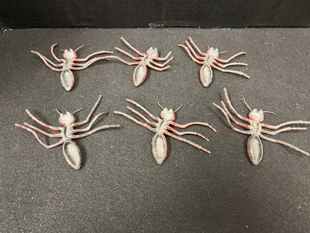 (6) PLASTIC RED FIRE ANT TOY LOT ENTEMOLOGY SCIENCE USE