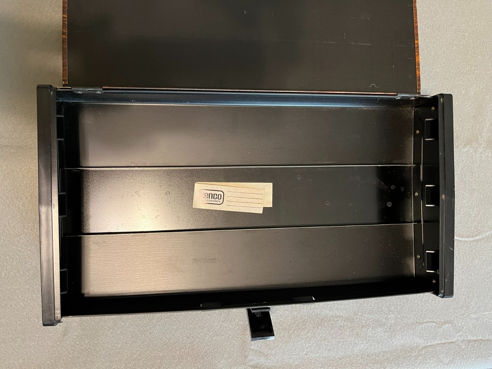 Vintage KENCO Metal Slide Cube Storage Box, missing handle