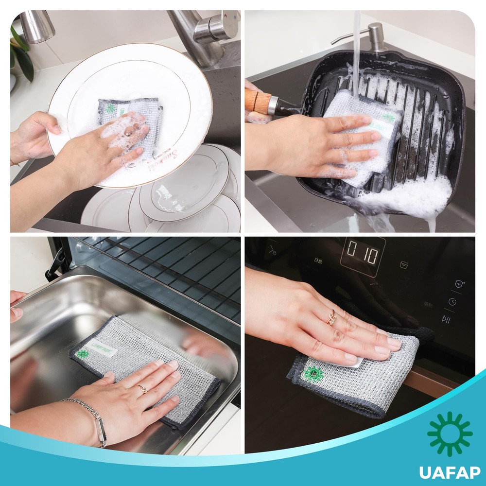 12 PCS Non Scratch Wire Dishcloth, Cleans Fast Without Scratching, Stands Up ...