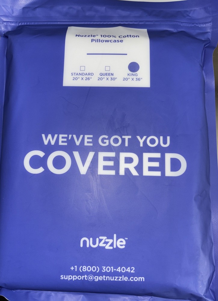 Nuzzle 100% Cotton Pillowcase King 20" x 36" White
