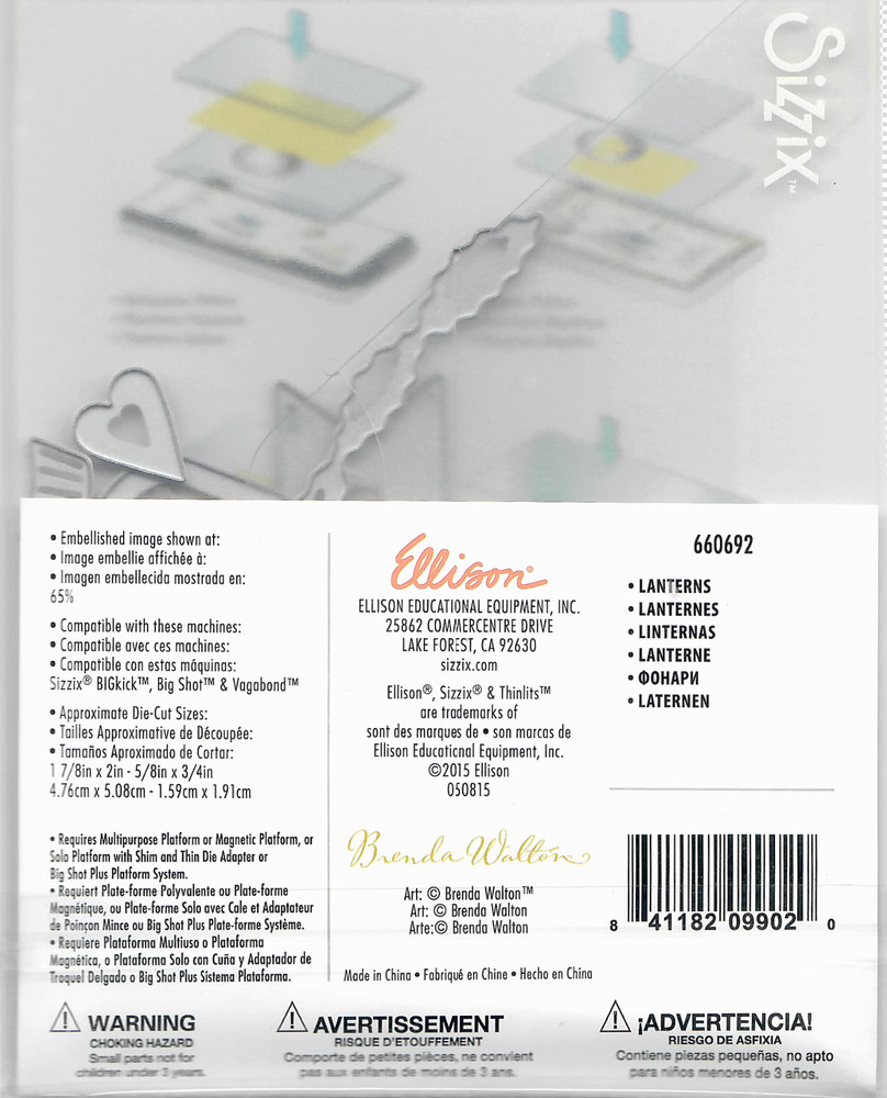 *Rare* Sizzix Brenda Walton, Lanterns, Thinlits 660692