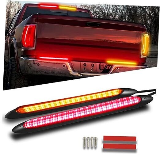 14in Brake Light Strip Dynamic Sequential Flowing Turn Signal Light Amber &