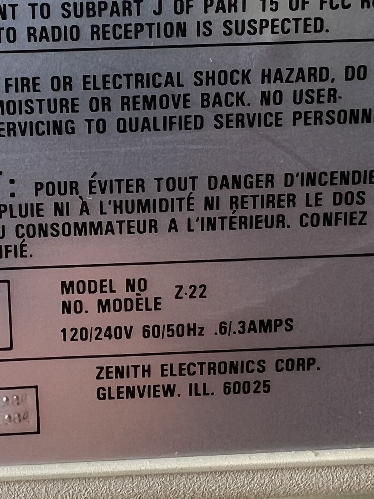 Zenith Data Systems Z-22, Made In 1984, 120/240 V