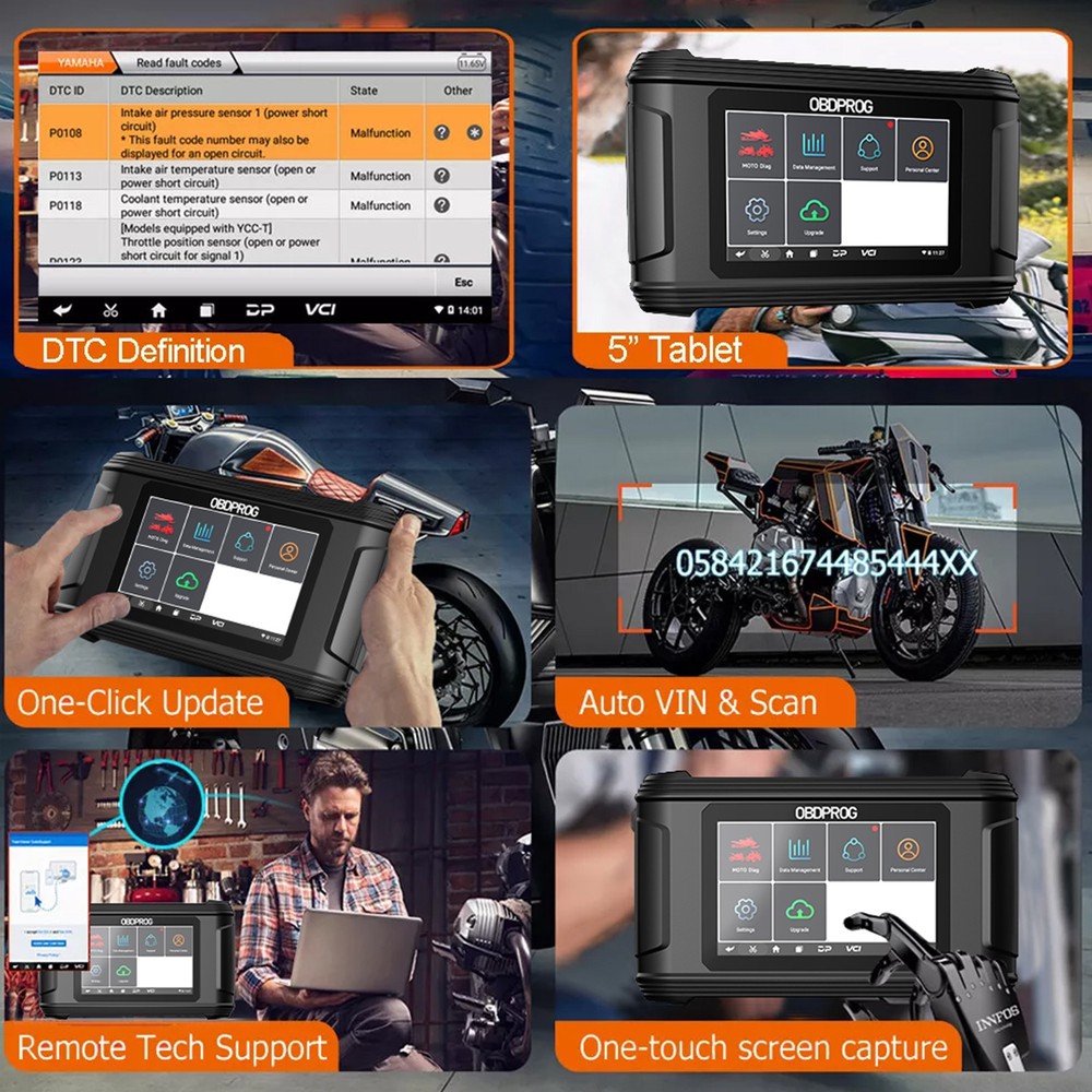 Motorcycle OBD2 Scanner All System Diagnostic Code Reader Idle Adjustment Reset