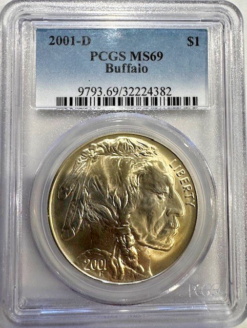 🦬 RARE TONED 2001‑D Buffalo Silver Dollar – PCGS MS69