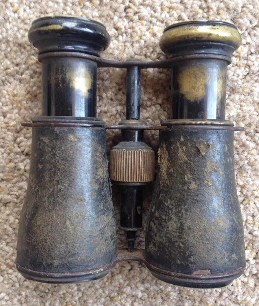 WWI Marchand Paris Field Binoculars/Brass & Leather.