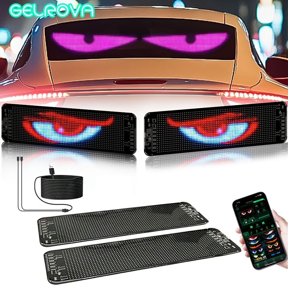 Gelrova Dual-Panel Devil Eyes LED Car Windshield Display w/ Remote & App Control