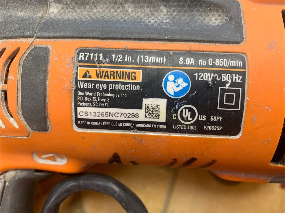 Ridgid R7111 Corded 1/2"in VSR Drill Die-Cast GR M
