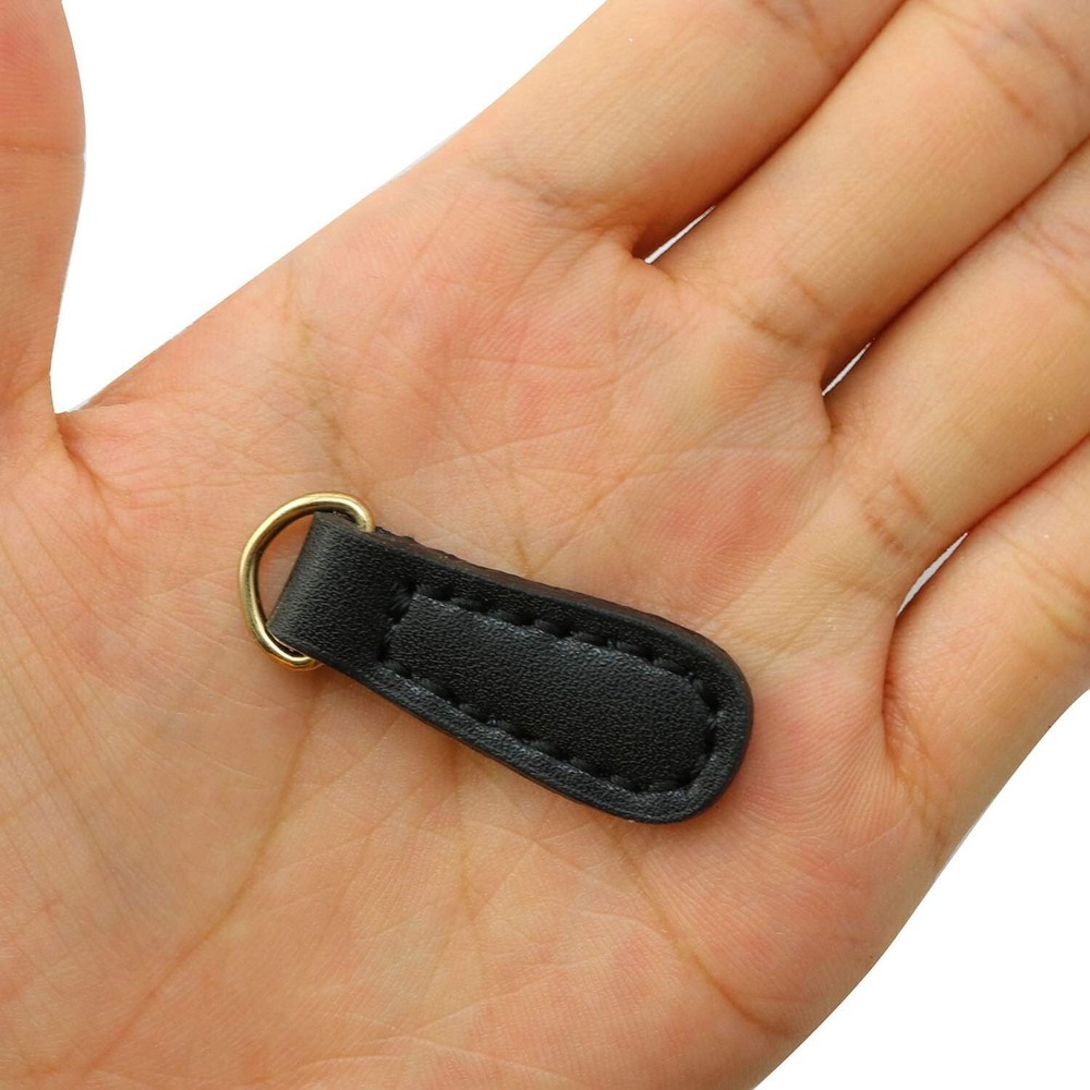 NX Garden 2pcs Genuine Leather Zipper Pulls Black Pull Strap Cord Zipper
