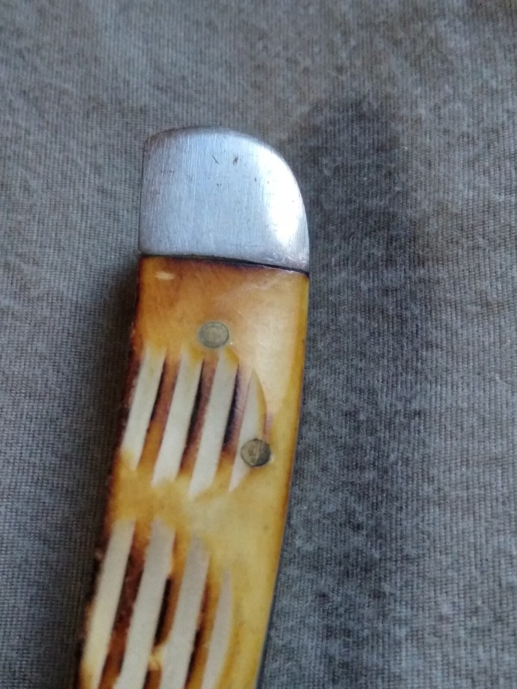 Vintage Pakistan Made Bone Handle Pocket Knife.