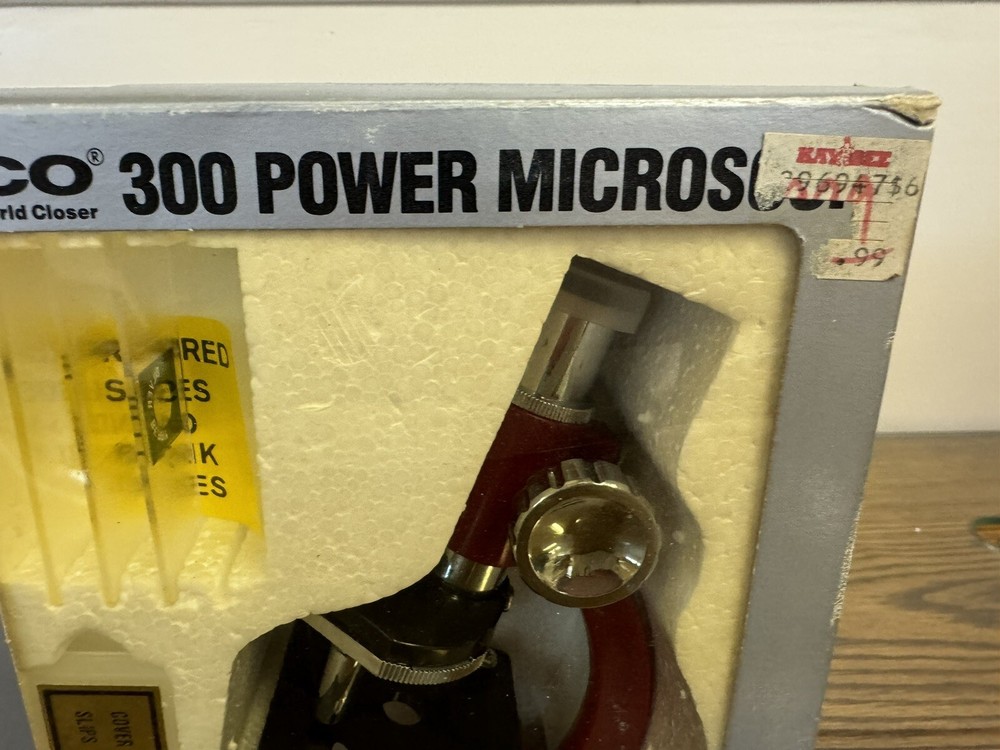 Vintage - 1988 Tasco 300E Variable Power Microscope with Discovery Kit