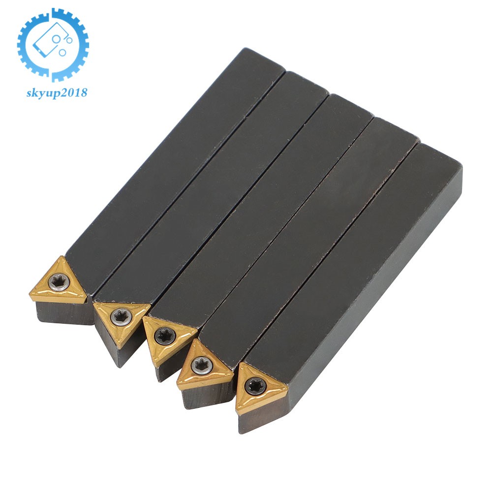 Indexable Carbide Insert Turning Tooling Bit Holder 5Pcs 3/8" Set For Lathe