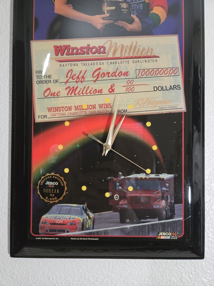 Jeff Gordon Wall Clock Jebco Winston Cup Million