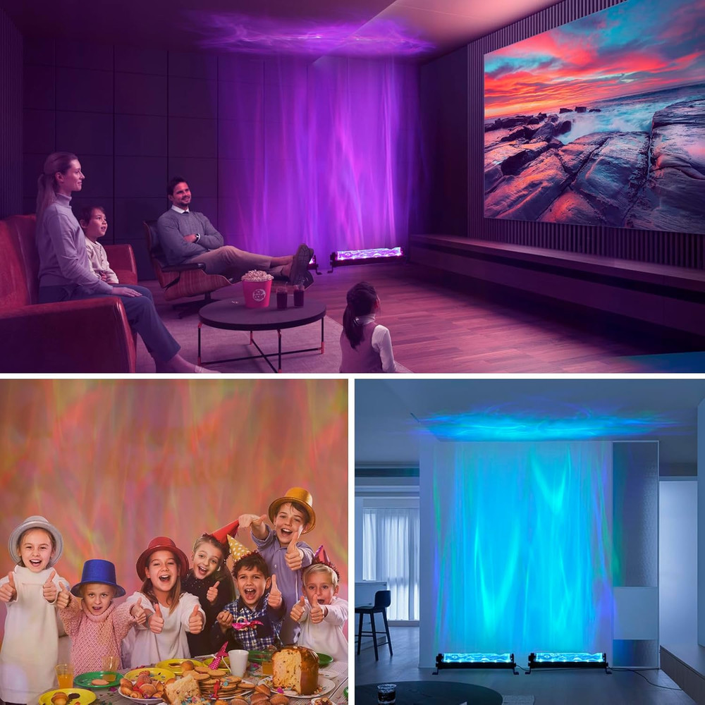 12W RGBW LED Dynamic Wave Wall Light - Flowing Water & Aurora Visual Effects, Co