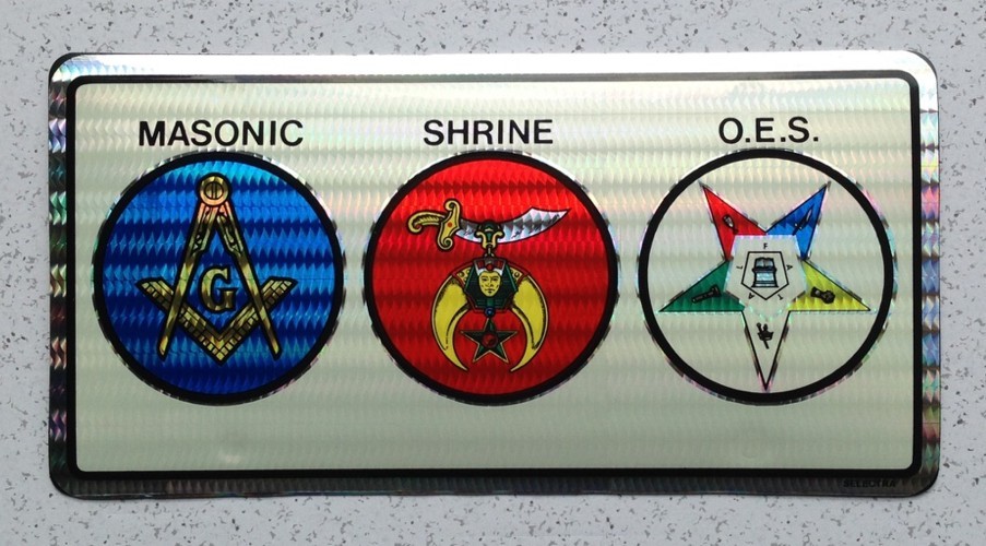 Masonic - Shrine - Eastern Star Reflective Foil Auto License Plate - Plastic