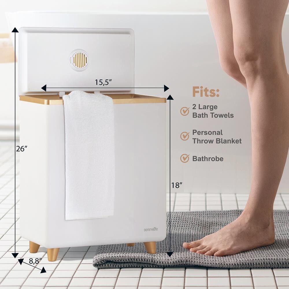 SereneLife Rectangular Towel Warmer Bucket - Large Capacity Single Touch Towel
