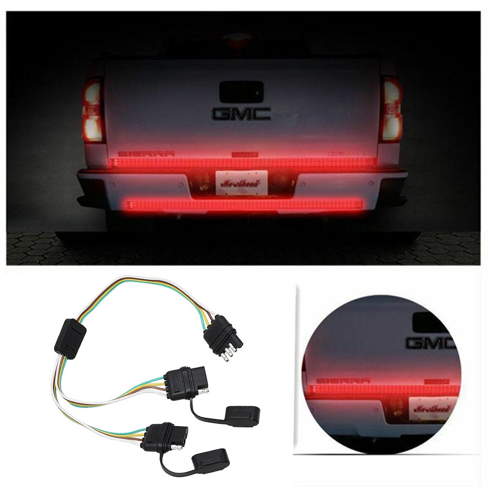 4 Way Flat Y-Splitter Dual Plug Adapter For LED Tailgate Light Bar/Trailer 4 Pin