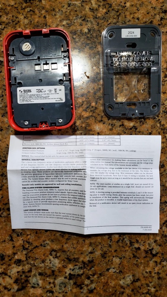 System Sensor HGRL-LF BP10 Low Frequency Compact Sounder RED