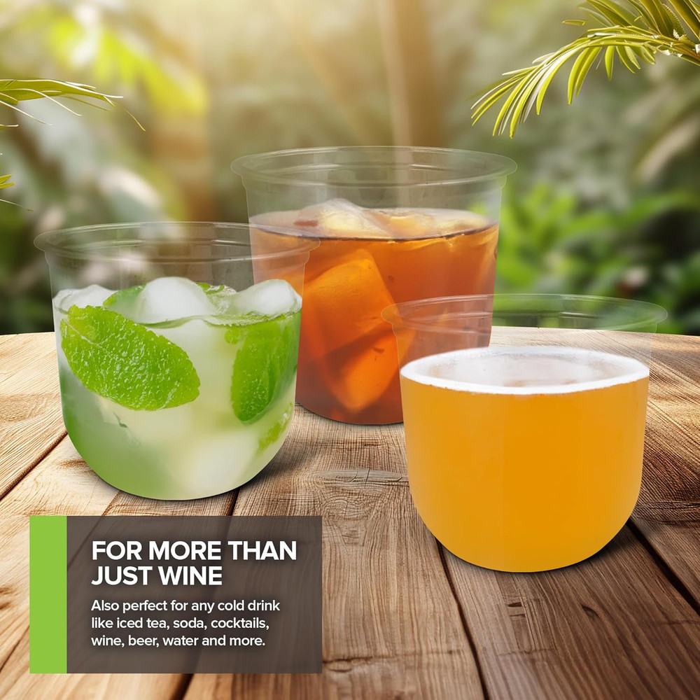 12 oz Clear Commercially Compostable Cups (100 Pack), Eco Party Cup, Recyclable