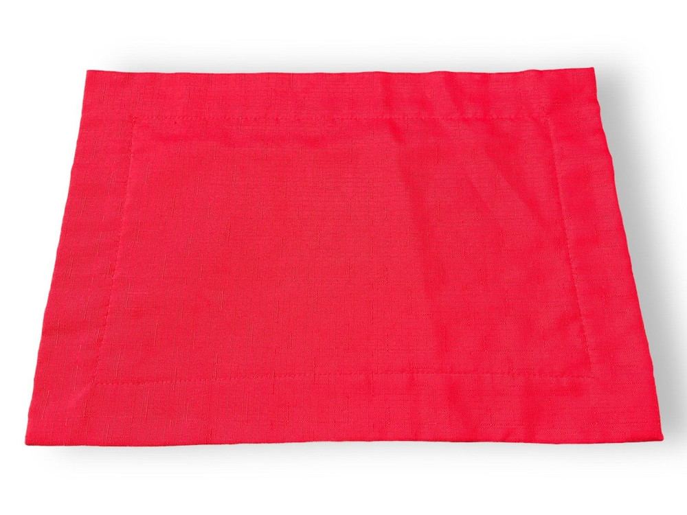 10 Classic Red Hemstitch Rectangular Placements for Christmas Holidays All Year