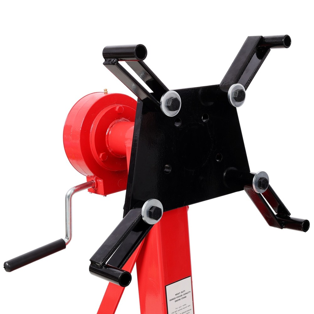 1500lbs Folding Engine Stand - 360° Rotating Head, Red