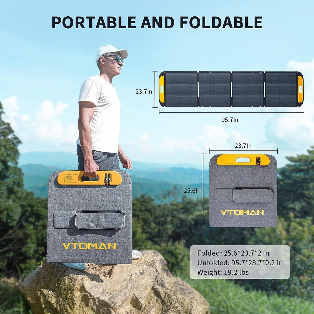 VTOMAN VS220 Portable Solar Panel 220W 19V, 23% Efficiency Foldable Solar Panel