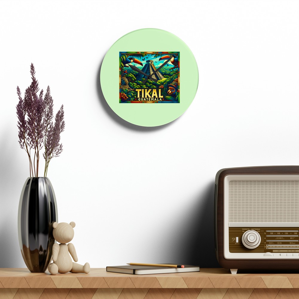 Tikal Guatemala Wall Clock (Acrylic)