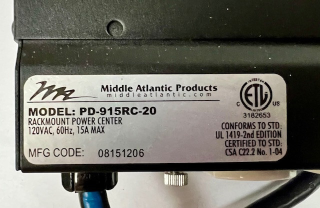 Middle Atlantic PD-915RC—20 9 outlets rackmount power