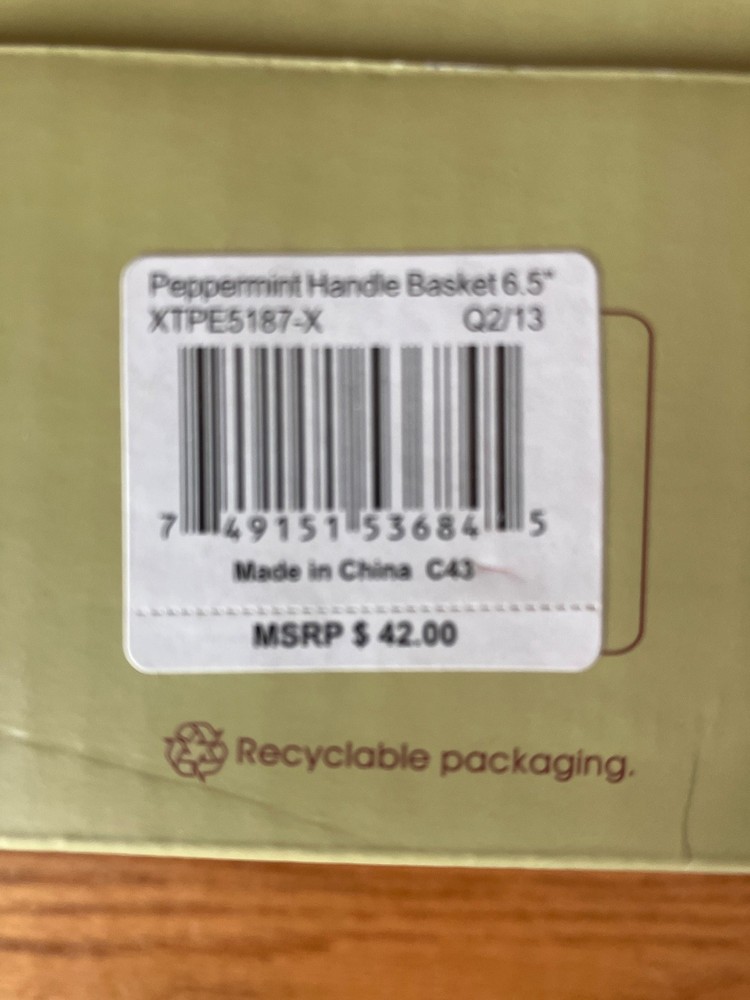 Spode Christmas Tree Peppermint Handle Basket Candy Dish 6.5" MINT IN BOX WOW