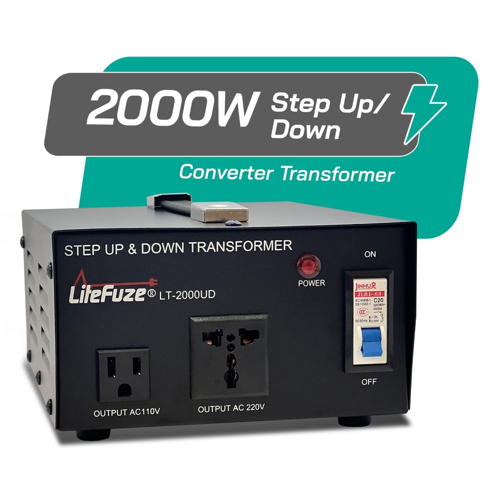 LiteFuze 2000 Watt Voltage Converter Transformer Step Up/Down (LT-2000UD)