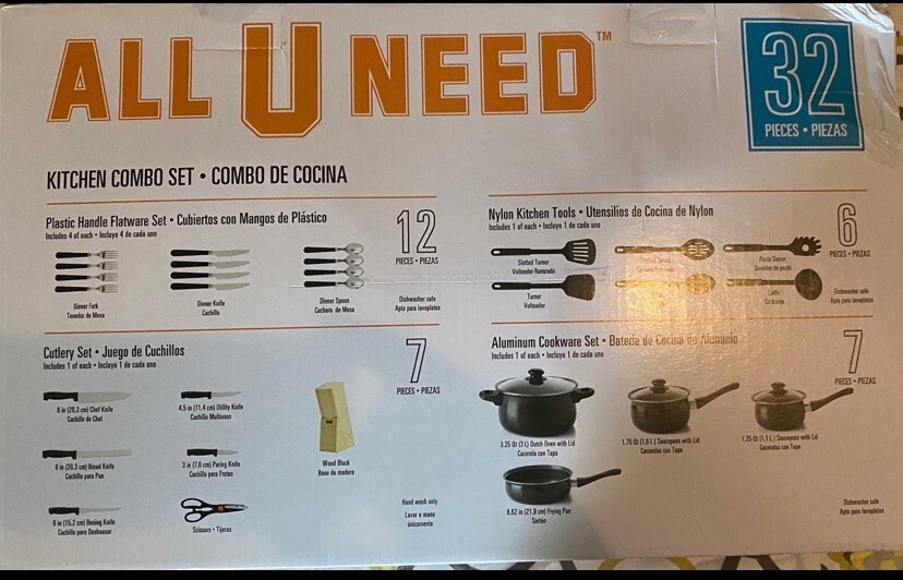 New All U Need Kitchen Combo Set 32 Pieces Gibson Black