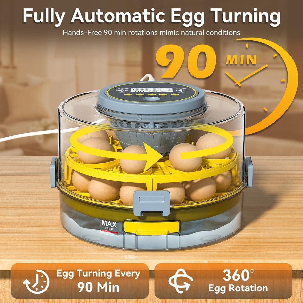 20 Egg Incubator with Auto Rotation, Temperature & Humidity Control